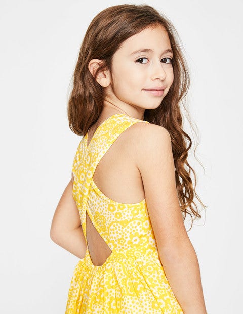 Cross-Back Printed Dress - Sunshine Yellow Daisy Cloud Cross-Back Printed Dress - Sunshine Yellow Daisy Cloud