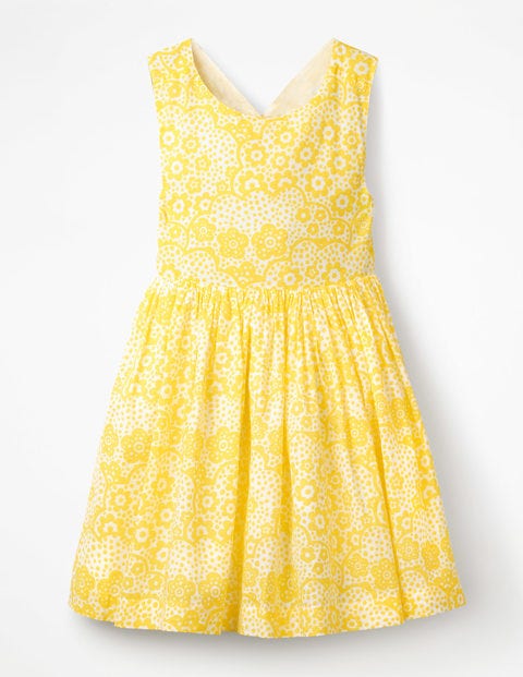 Cross-Back Printed Dress - Sunshine Yellow Daisy Cloud Cross-Back Printed Dress - Sunshine Yellow Daisy Cloud