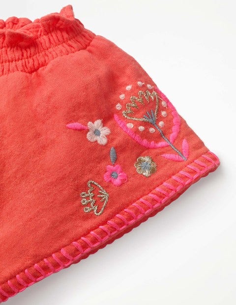 Embroidered Woven Playsuit - Tropical Coral Embroidered Woven Playsuit - Tropical Coral