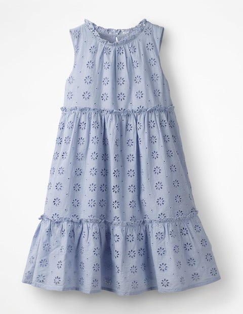 Gestuftes Midikleid Mit Stickerei - Glockenblumenblau Gestuftes Midikleid Mit Stickerei - Glockenblumenblau