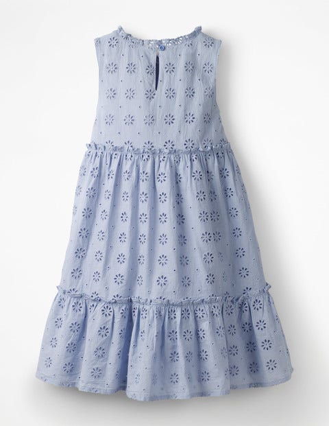 Gestuftes Midikleid Mit Stickerei - Glockenblumenblau Gestuftes Midikleid Mit Stickerei - Glockenblumenblau