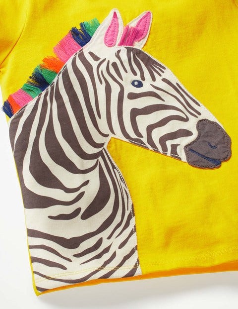 T-Shirt À Appliqué Safari - Zèbre jaune soleil T-Shirt À Appliqué Safari - Zèbre jaune soleil