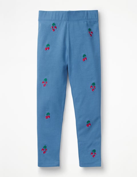 Bestickte Leggings - Elisabethanisches Blau, Kirschen Bestickte Leggings - Elisabethanisches Blau, Kirschen