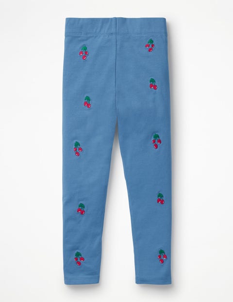 Bestickte Leggings - Elisabethanisches Blau, Kirschen Bestickte Leggings - Elisabethanisches Blau, Kirschen