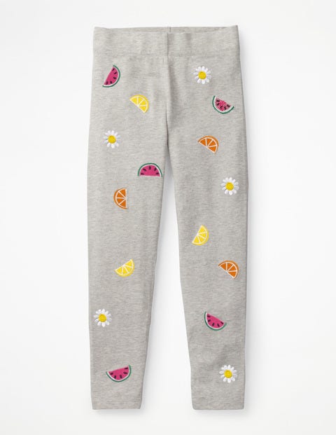 Embroidered Leggings - Grey Marl Fruits Embroidered Leggings - Grey Marl Fruits