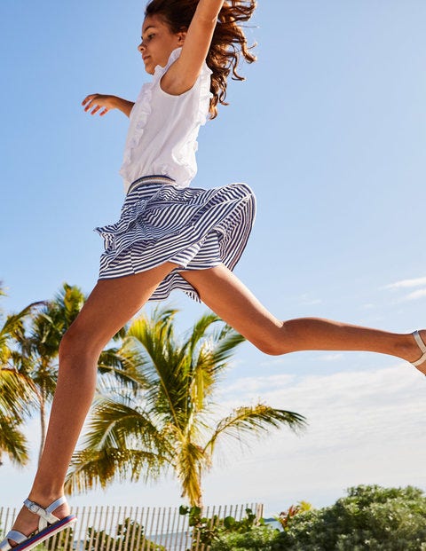 Jersey Ruffle Skort - Starboard Blue/White Stripe Jersey Ruffle Skort - Starboard Blue/White Stripe