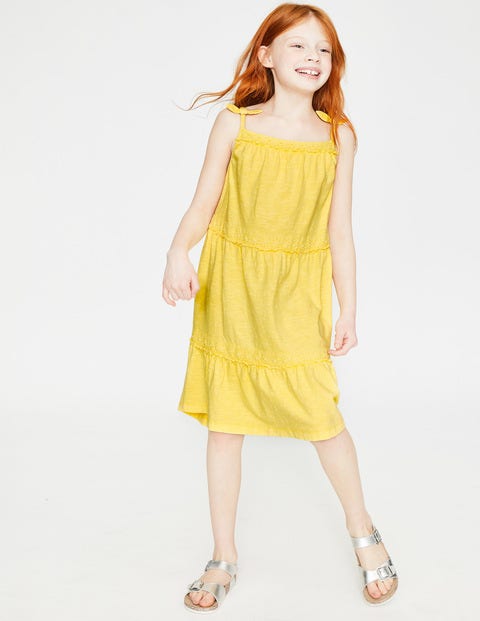 Tiered Garment-Dyed Dress - Primrose Yellow | Boden US