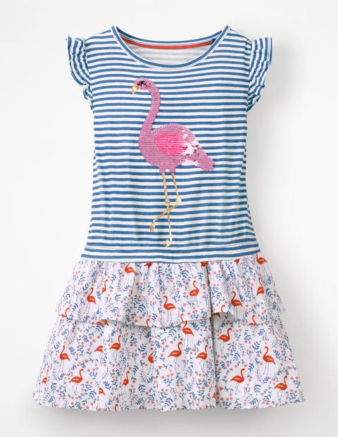 Colour-Change Sequin Dress - White Flamingo Floral Colour-Change Sequin Dress - White Flamingo Floral