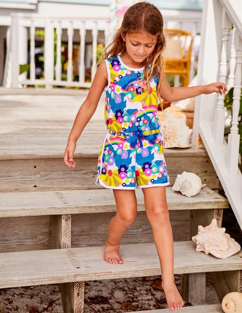 Retro Jersey Romper - Multi Unicorn Sunset Retro Jersey Romper - Multi Unicorn Sunset