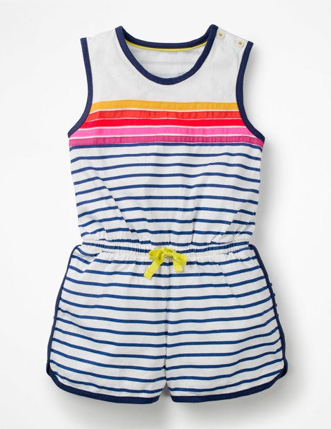 Retro Jersey Romper - White/Starboard Blue Stripe Retro Jersey Romper - White/Starboard Blue Stripe