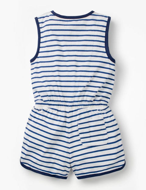 Retro Jersey Romper - White/Starboard Blue Stripe Retro Jersey Romper - White/Starboard Blue Stripe