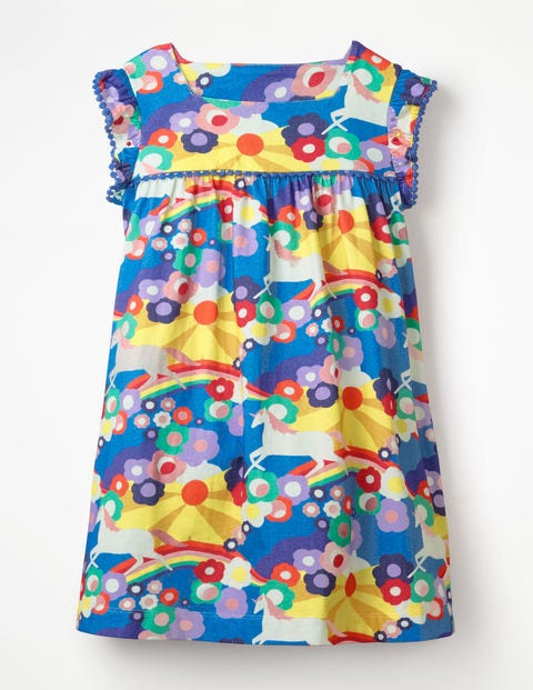 Frill Sleeve Jersey Dress - Multi Unicorn Sunset Frill Sleeve Jersey Dress - Multi Unicorn Sunset