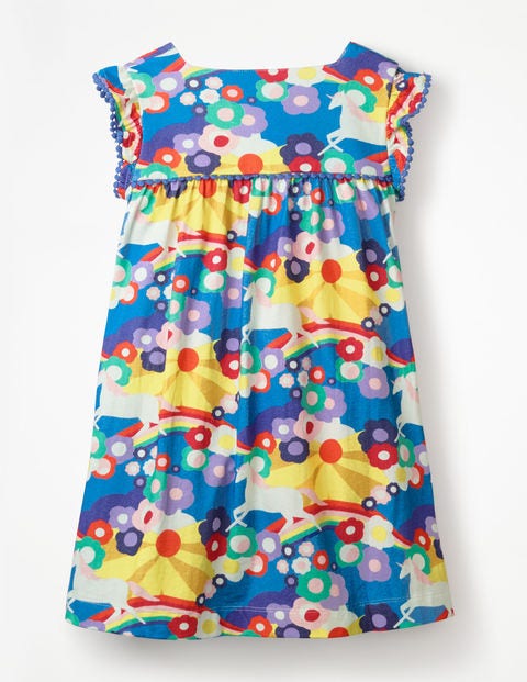 Frill Sleeve Jersey Dress - Multi Unicorn Sunset Frill Sleeve Jersey Dress - Multi Unicorn Sunset