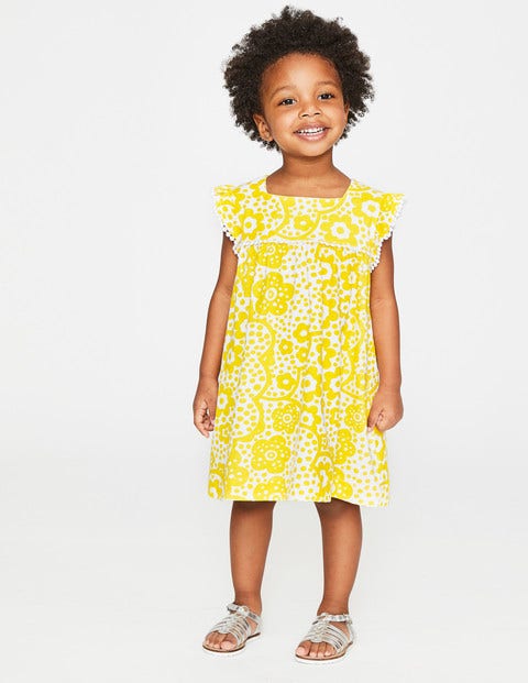 Frill Sleeve Jersey Dress - Sunshine Yellow Daisy Cloud Frill Sleeve Jersey Dress - Sunshine Yellow Daisy Cloud
