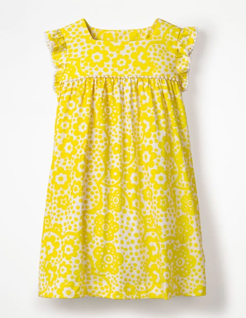 Frill Sleeve Jersey Dress - Sunshine Yellow Daisy Cloud Frill Sleeve Jersey Dress - Sunshine Yellow Daisy Cloud