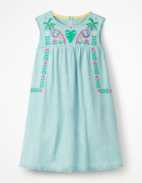 Bold Embroidered Jersey Dress - Mineral Blue Bold Embroidered Jersey Dress - Mineral Blue