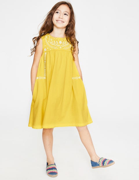 Bold Embroidered Jersey Dress - Sweetcorn Yellow Bold Embroidered Jersey Dress - Sweetcorn Yellow