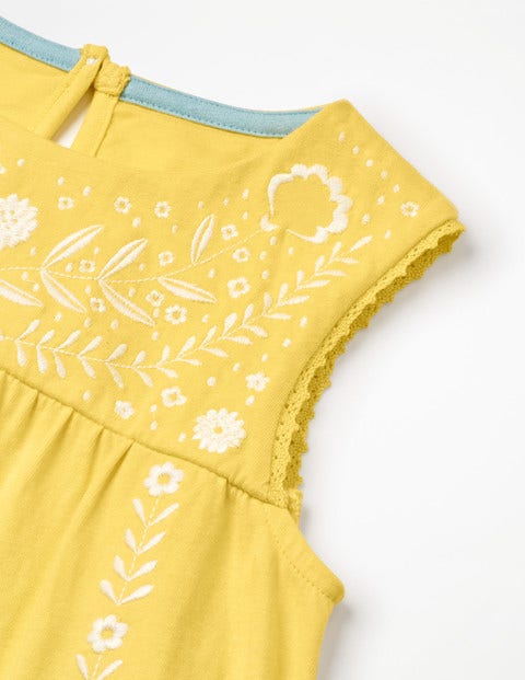 Bold Embroidered Jersey Dress - Sweetcorn Yellow Bold Embroidered Jersey Dress - Sweetcorn Yellow
