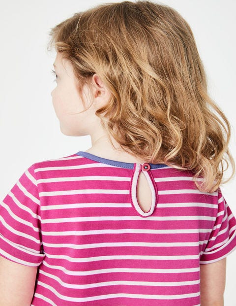 Robe À Appliqué Motifs Amis De Safari - Rayé/éléphant rose amusant Robe À Appliqué Motifs Amis De Safari - Rayé/éléphant rose amusant