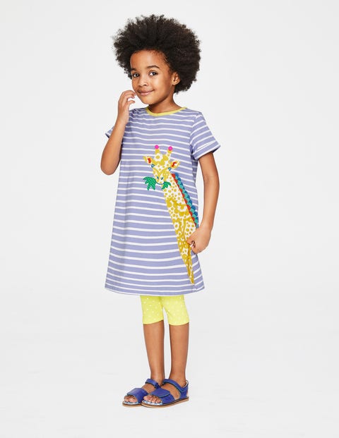 Safari Friends Appliqué Dress - Parma Violet Stripe/Giraffe Safari Friends Appliqué Dress - Parma Violet Stripe/Giraffe