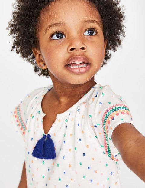 Embroidered Trim Dress - Multi Clip Dot Embroidered Trim Dress - Multi Clip Dot