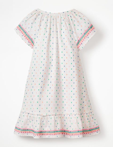 Embroidered Trim Dress - Multi Clip Dot Embroidered Trim Dress - Multi Clip Dot