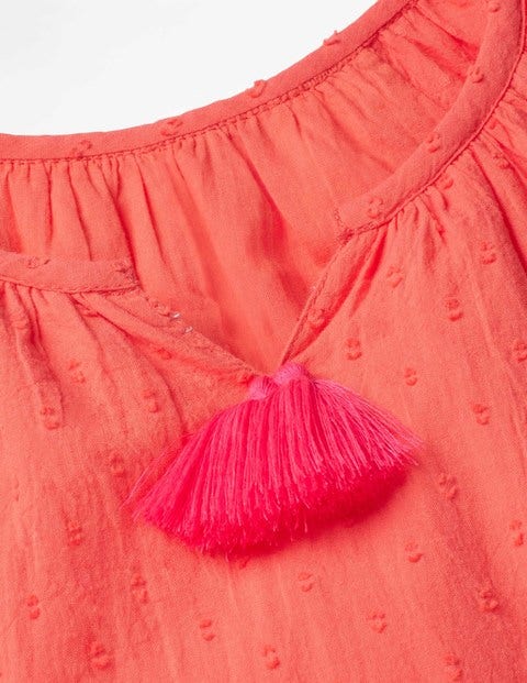 Embroidered Trim Dress - Tropical Coral Embroidered Trim Dress - Tropical Coral