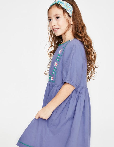 Robe Brodée Bohème - Violet iris poudré Robe Brodée Bohème - Violet iris poudré