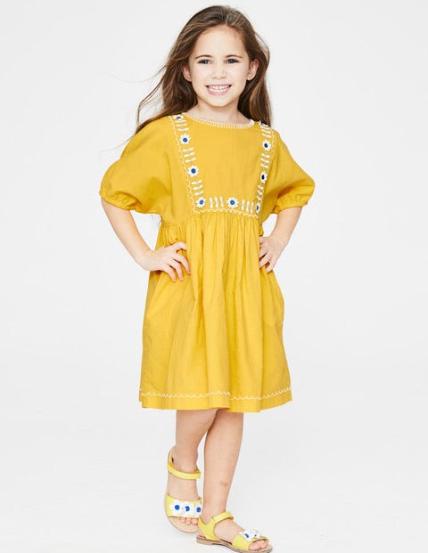 Embroidered Boho Dress - Sweetcorn Yellow Embroidered Boho Dress - Sweetcorn Yellow