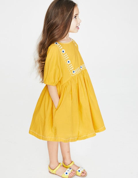 Embroidered Boho Dress - Sweetcorn Yellow Embroidered Boho Dress - Sweetcorn Yellow