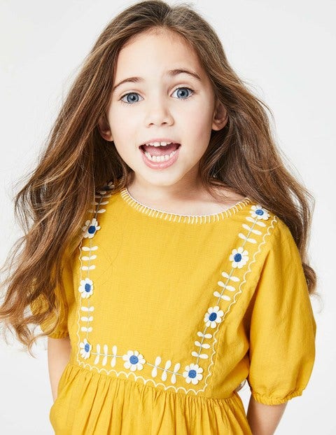 Embroidered Boho Dress - Sweetcorn Yellow Embroidered Boho Dress - Sweetcorn Yellow