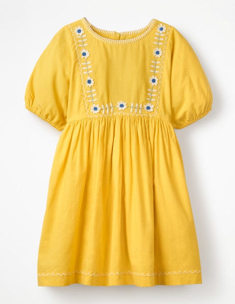 Embroidered Boho Dress - Sweetcorn Yellow Embroidered Boho Dress - Sweetcorn Yellow