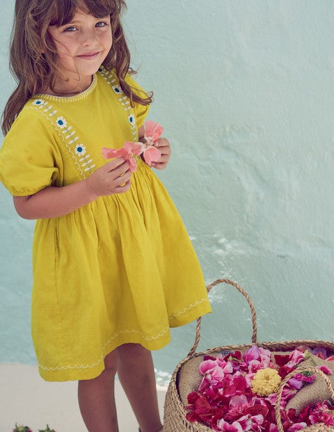 Embroidered Boho Dress - Sweetcorn Yellow Embroidered Boho Dress - Sweetcorn Yellow