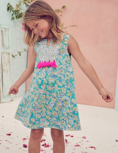Sequin Detail Dress - Sea Breeze Tropical Paisley Sequin Detail Dress - Sea Breeze Tropical Paisley