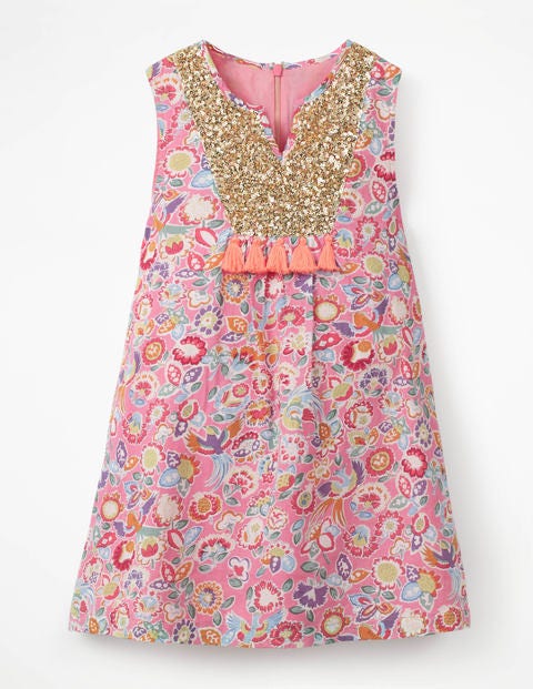 Robe À Sequins - Rose flamant avec motif cachemire tropical Robe À Sequins - Rose flamant avec motif cachemire tropical