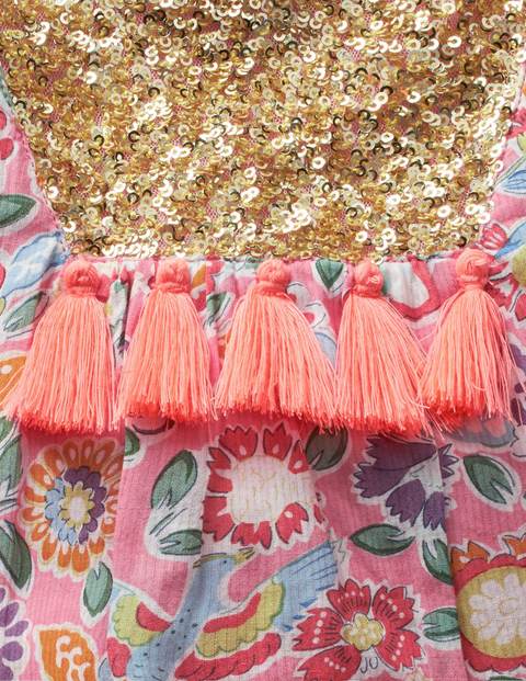 Robe À Sequins - Rose flamant avec motif cachemire tropical Robe À Sequins - Rose flamant avec motif cachemire tropical