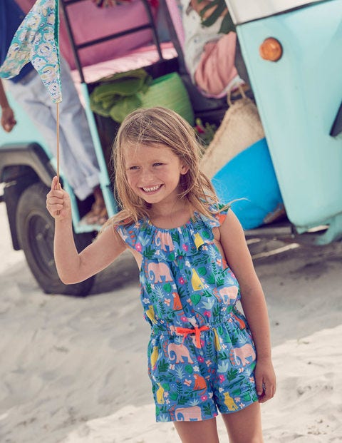 Ruffle Neck Woven Playsuit - Multi Indian Garden Ruffle Neck Woven Playsuit - Multi Indian Garden