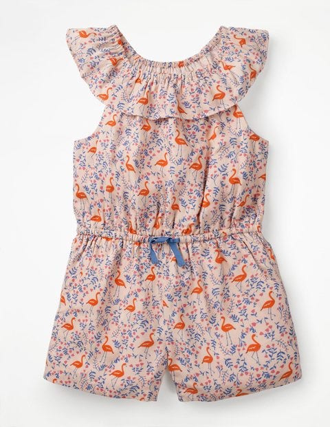 Ruffle Neck Woven Playsuit - Parisian Pink Flamingo Ruffle Neck Woven Playsuit - Parisian Pink Flamingo