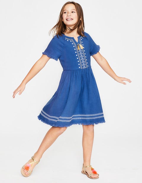 Fringe Detail Woven Dress - Duke Blue Fringe Detail Woven Dress - Duke Blue