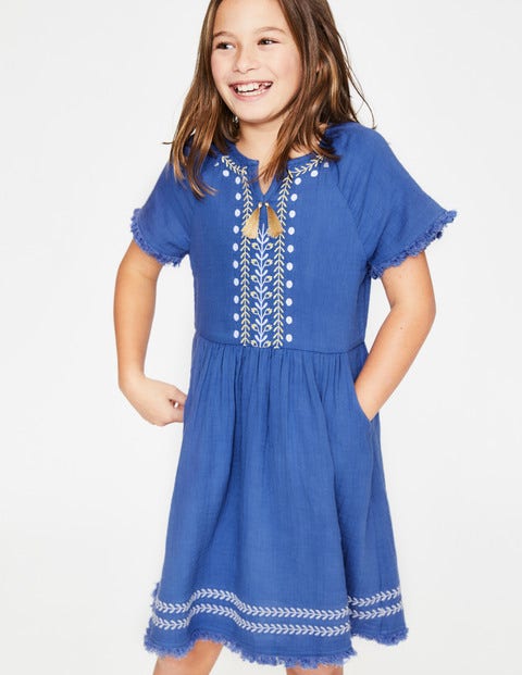 Fringe Detail Woven Dress - Duke Blue Fringe Detail Woven Dress - Duke Blue