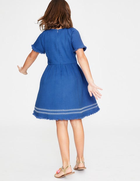 Fringe Detail Woven Dress - Duke Blue Fringe Detail Woven Dress - Duke Blue