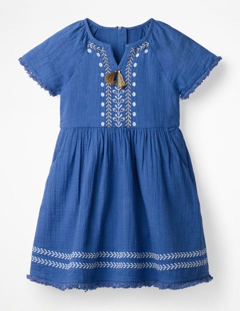 Fringe Detail Woven Dress - Duke Blue Fringe Detail Woven Dress - Duke Blue