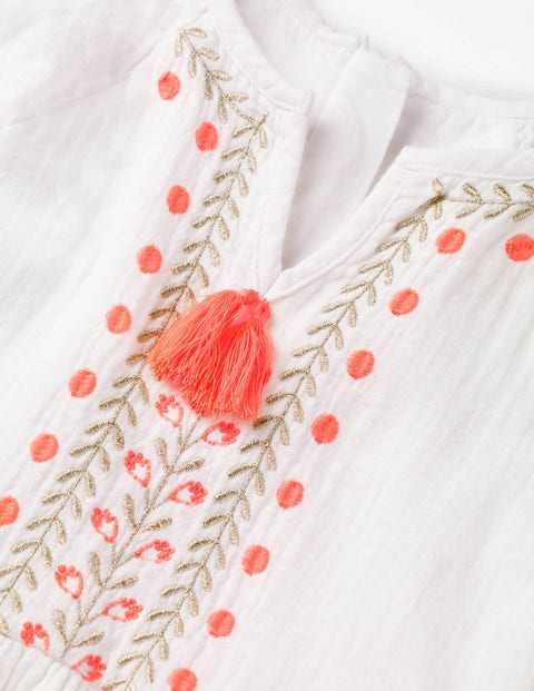 Fringe Detail Woven Dress - White Fringe Detail Woven Dress - White