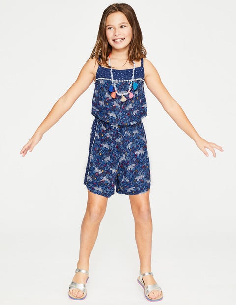 Hotchpotch Woven Playsuit - Starboard Blue Tropical Tigers Hotchpotch Woven Playsuit - Starboard Blue Tropical Tigers