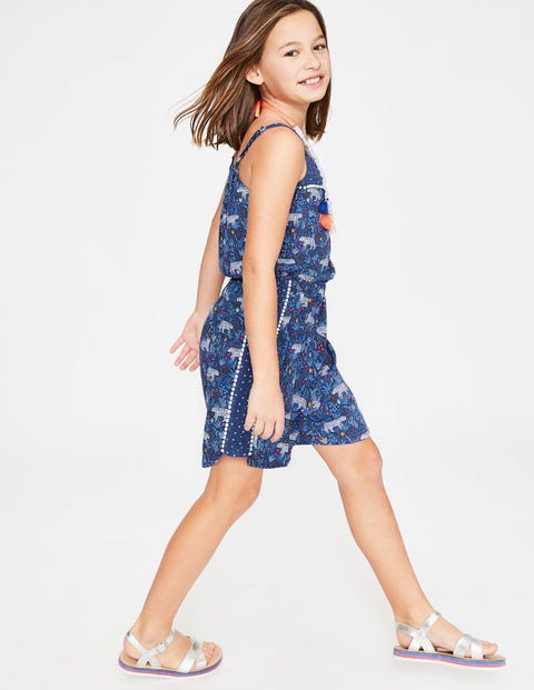 Hotchpotch Woven Playsuit - Starboard Blue Tropical Tigers Hotchpotch Woven Playsuit - Starboard Blue Tropical Tigers