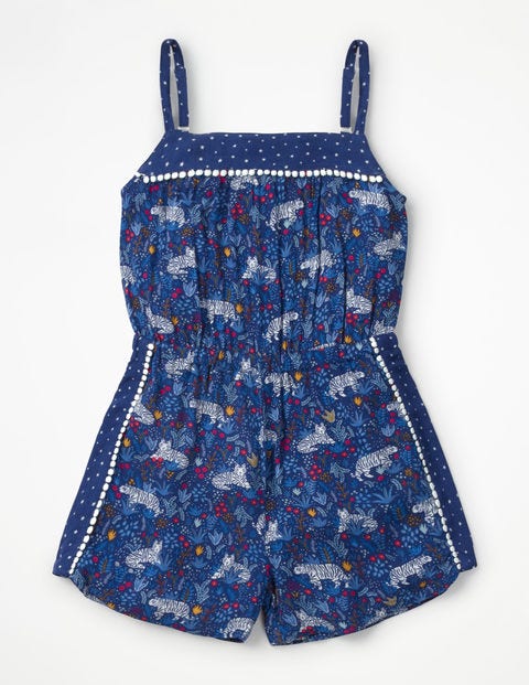 Hotchpotch Woven Playsuit - Starboard Blue Tropical Tigers Hotchpotch Woven Playsuit - Starboard Blue Tropical Tigers