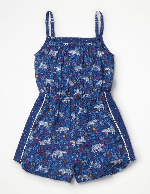 Hotchpotch Woven Playsuit - Starboard Blue Tropical Tigers Hotchpotch Woven Playsuit - Starboard Blue Tropical Tigers