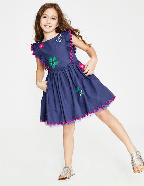Scallop Embroidered Dress - Starboard Blue Scallop Embroidered Dress - Starboard Blue
