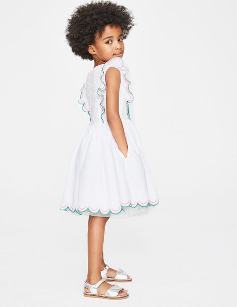 Scallop Embroidered Dress - White Scallop Embroidered Dress - White