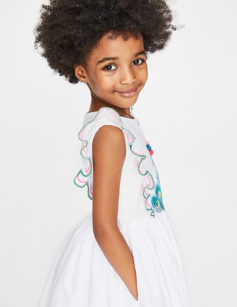 Scallop Embroidered Dress - White Scallop Embroidered Dress - White